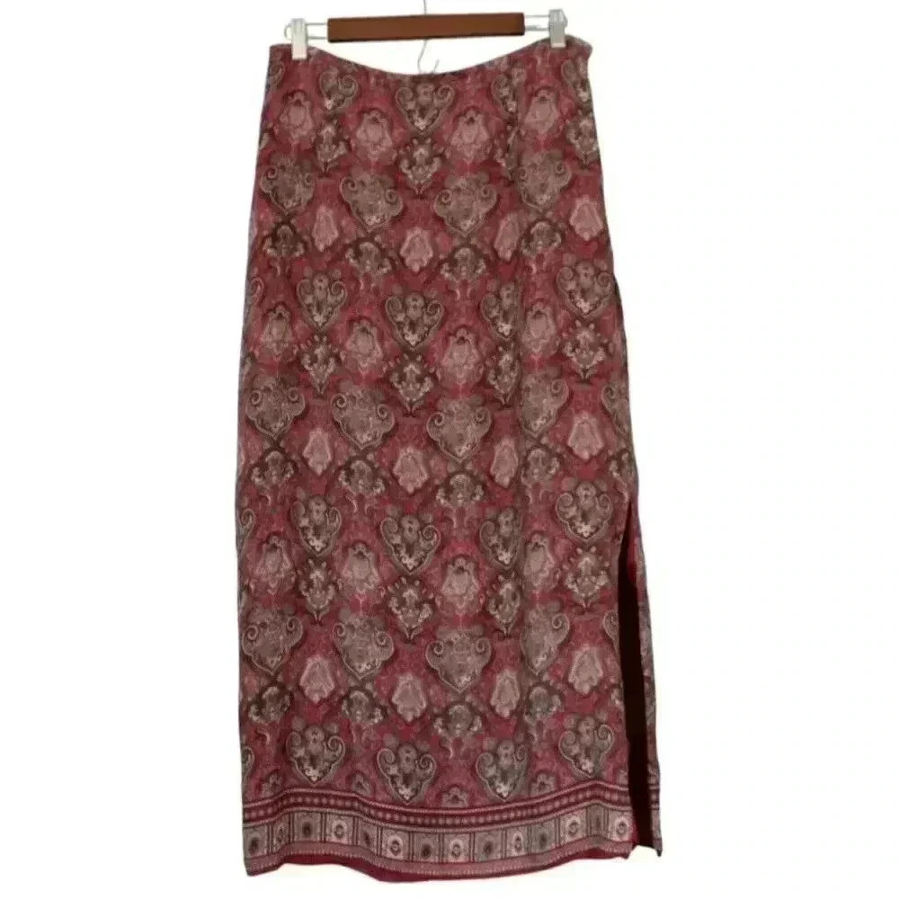 Charter Club Red and Brown Maxi Skirt